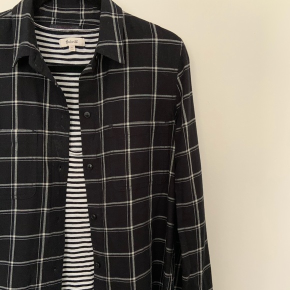 Madewell Black White Striped Flannel 